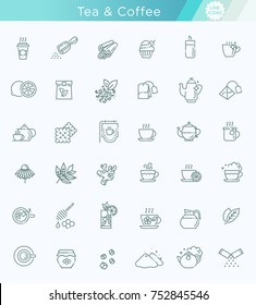 Tea icon set. Thin line vector illustration