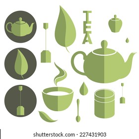 Tea. Icon set. Vector illustration