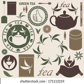 Tea. Icon set. Vintage. Vector illustration