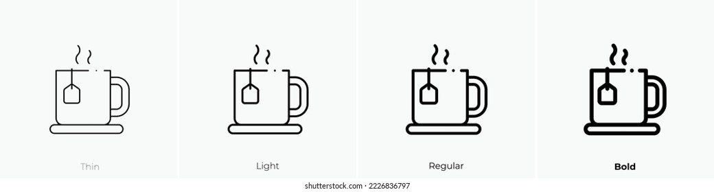 tea icon. Thin, Light Regular And Bold style design isolated on white background