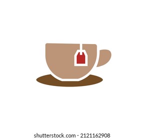 Tea icon in trendy flat style design. tea cup with tea bag Vector graphic illustration. Suitable for website design, logo, app, template, and ui. EPS 10.