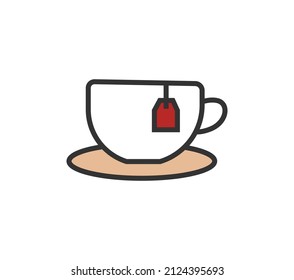 Tea icon in trendy flat style design. tea cup with tea bag Vector graphic illustration. Suitable for website design, logo, app, template, and ui. EPS 10.