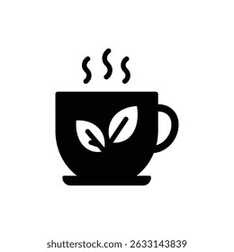 Tea Icon with Twin Leaf Rising Design