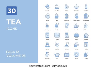  Tea icons collection. Set contains such Icons as hot tea, coffee, green tea, and more