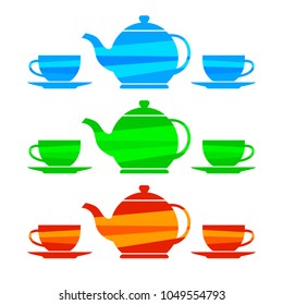 Tea icons on white background