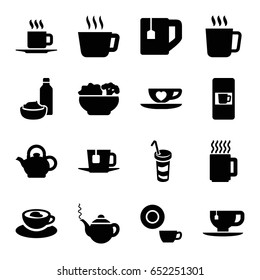 Tea icons set. set of 16 tea filled icons such as mug, vending machine, teapot, dish, drink and food, drink, cup with heart, cup