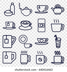 Tea icons set. set of 16 tea outline icons such as vending machine, teapot, dish, coffee, drink and food, drink, cup with heart, cup