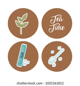 tea icons set