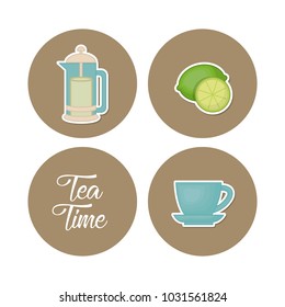 tea icons set