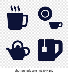 Tea icons set. set of 4 tea filled icons such as mug, dish, tea cup