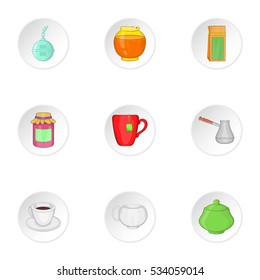 Tea icons set. Cartoon illustration of 9 tea vector icons for web