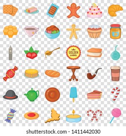 Tea icons set. Cartoon style of 36 tea vector icons for web for any design