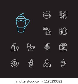 Tea icons set. Coffee maker and tea icons with espresso, thAI tea and smoothie. Set of person for web app logo UI design.
