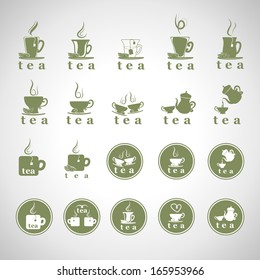 Tea Icons Set - Isolated On Gray Background - Vector Illustration, Graphic Design Editable For Your Design.