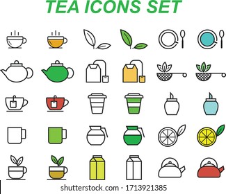 tea icons set vector illustration