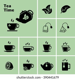 Tea Icons. Tea Time. Teacup. Vector set