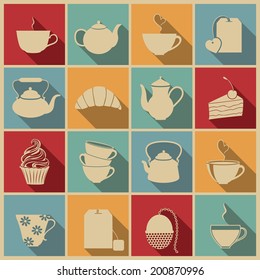 Tea icons. Vector set, EPS 8.