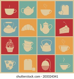 Tea icons. Vector set, EPS 8.