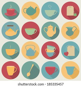 Tea icons. Vector set, flat design, EPS 8.