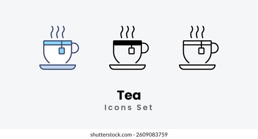 Tea icons vector set stock illustration.