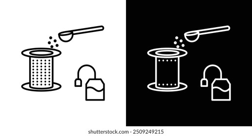 Tea infuser thin line vector icon set.