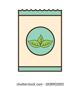 Bolsa de infusión de té con línea de hojas y diseño de iconos de relleno, Desayuno de bebida y tema de bebida