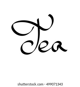 Tea, isolated calligraphy lettering, word design template, vector illustration