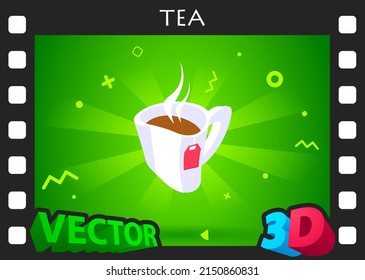 Icono de diseño isométrico del té. Ilustración web de vectores. 3.ª colorida concepción