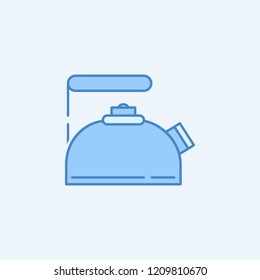 Tea kettle 2 colored line icon. Simple blue and white element illustration. Tea kettle concept outline symbol design from kitchen set