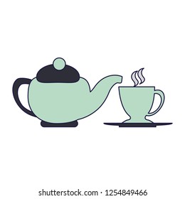 Tea kettle and cup