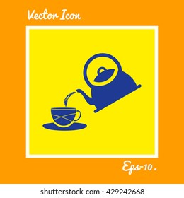 Tea Kettle & Cup icon. Eps-10.