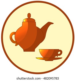 Tea kettle and Cup vector illustration