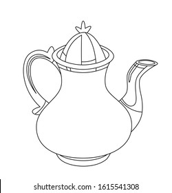 Tea kettle, tea decor, hot drink pottery - coloring page