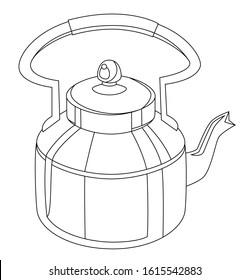 Tea kettle, tea decor, water heating pot - coloring page