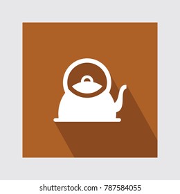 Tea Kettle flat icon with long shadow