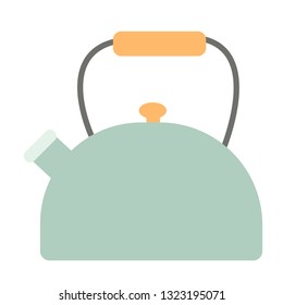 tea kettle flat simple illustration. Home and kitchen series. Tableware food and dishes.