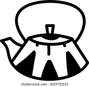 Tea kettle with handle, illustration, vector on a white background.