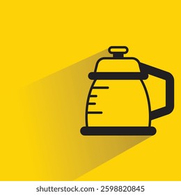 tea kettle icon on shadow yellow background