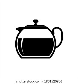 Tea Kettle Icon, Tea Pot, Hot Water Boiling Device Vector Art Illustration