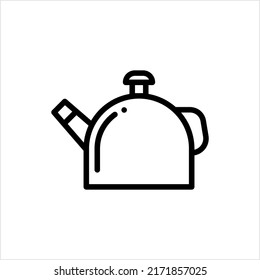 Tea Kettle Icon, Tea Pot, Hot Water Boiling Device Vector Art Illustration