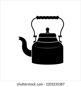 Tea Kettle Icon, Tea Pot, Hot Water Boiling Device Vector Art Illustration