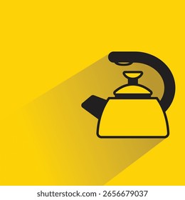 Teekessel-Symbol mit schattengelbem Hintergrund