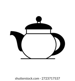 Icono de la caldera de té con el Vector de fondo blanco