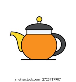 Icono de la caldera de té con el Vector de fondo blanco