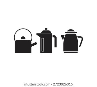 Conjunto de iconos de tetera de té Ilustración vectorial