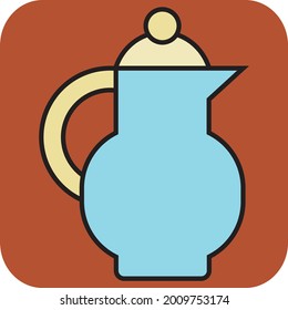 Caldera de té, ilustración, vector sobre un fondo blanco.