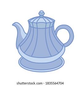 Tea-Wasserkocher-Linie und Füllstil-Icon-Design, Time Drinks Frühstück und Getränke-Thema Vektorgrafik