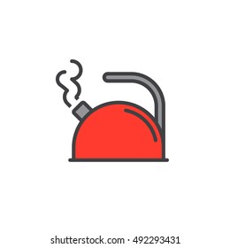 Tea Kettle line icon, filled outline vector sign, linear colorful pictogram isolated on white. logo illustration
