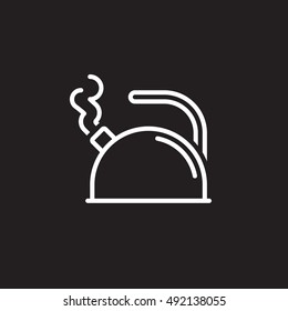Tea Kettle line icon, outline vector sign, linear pictogram isolated on black. logo illustration