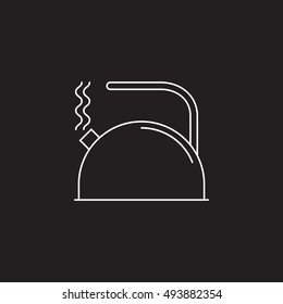 Tea Kettle line icon, outline vector sign, linear pictogram isolated on black. logo illustration
